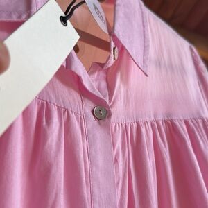 NWT. Pinch Brand Long Sleeve Tiered knee length Dress Lined M L pastel pink‎